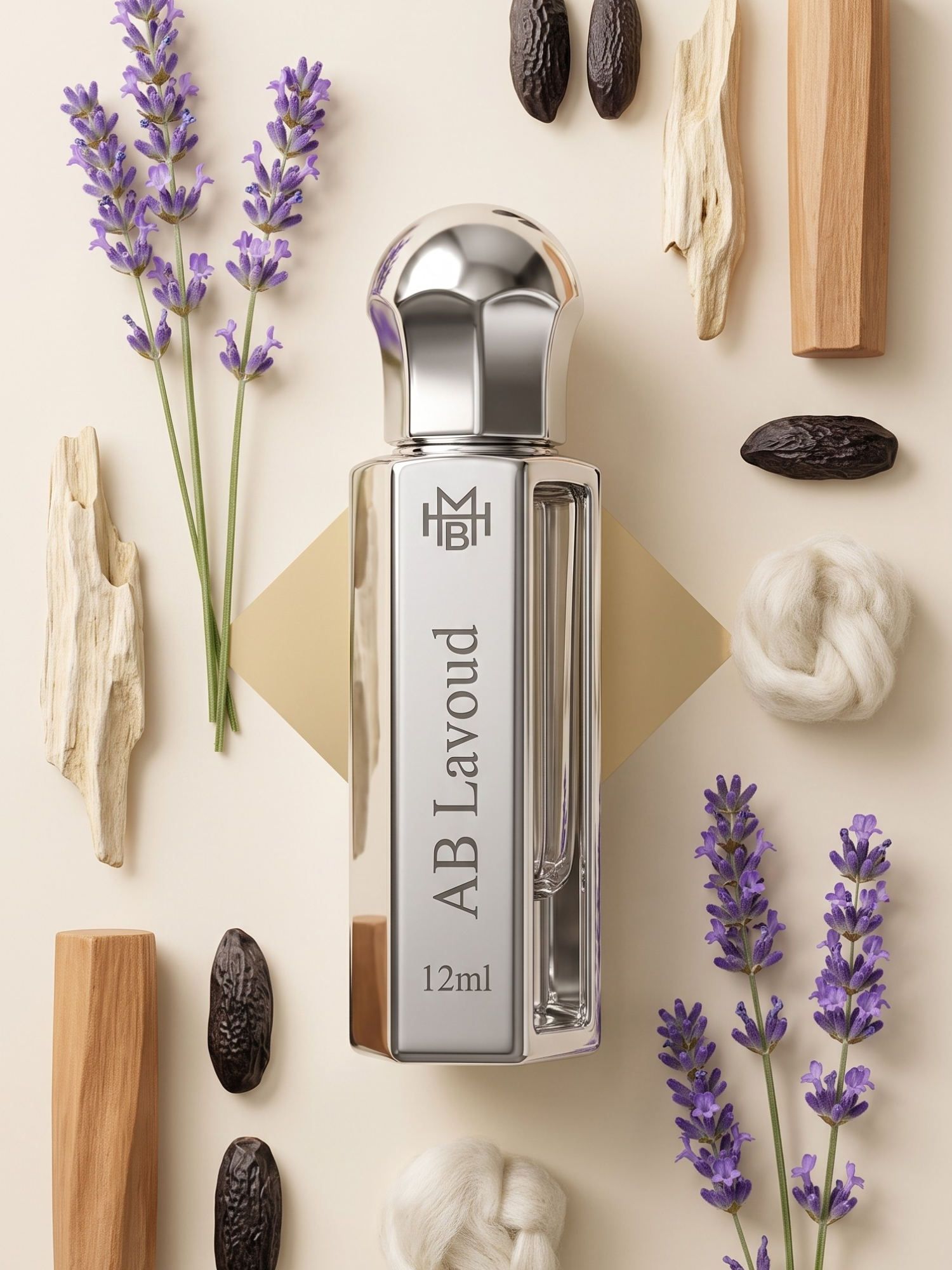 AB Lavoud Attar ingredients — lavender, white oud, sandalwood by MHB Essence