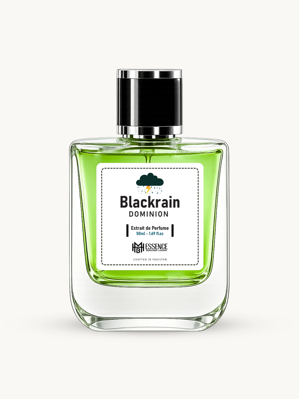Blackrain Dominion 50ml extrait de parfum by MHB Essence — fresh and dark fragrance, square glass bottle