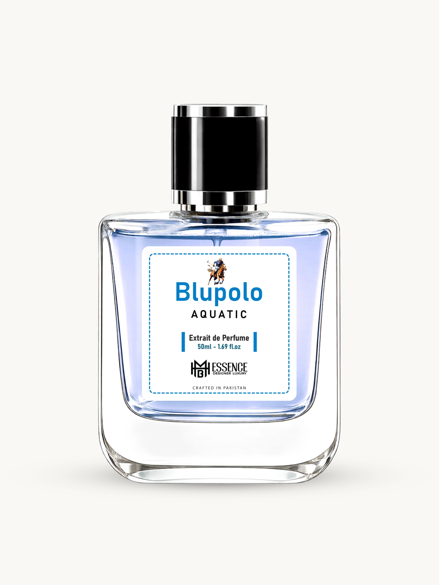 Blupolo Aquatic 50ml extrait de parfum by MHB Essence — fresh aquatic fragrance, square glass bottle