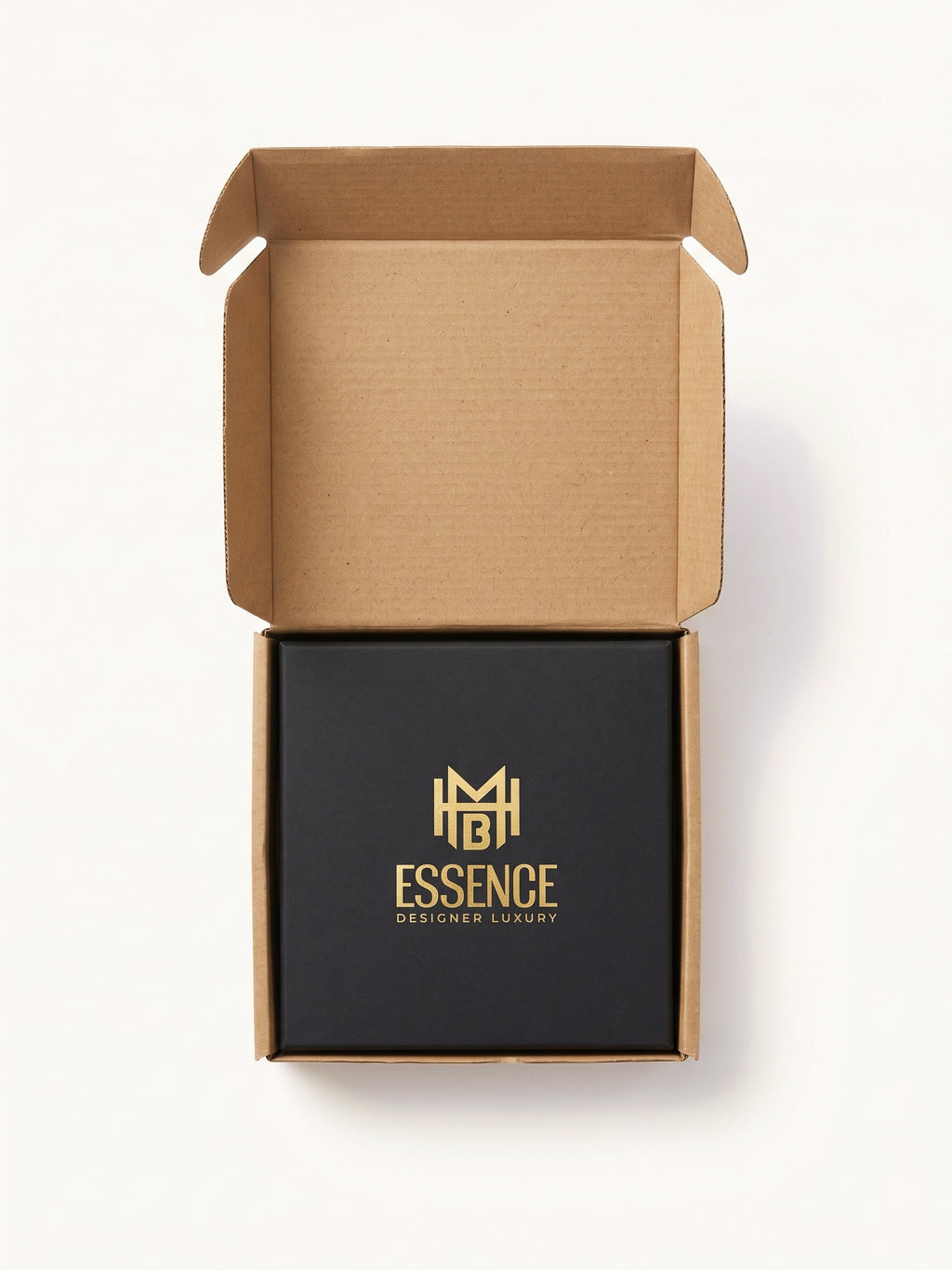 MHB Essence Discovery Kit — black gift box inside the kraft shipping box