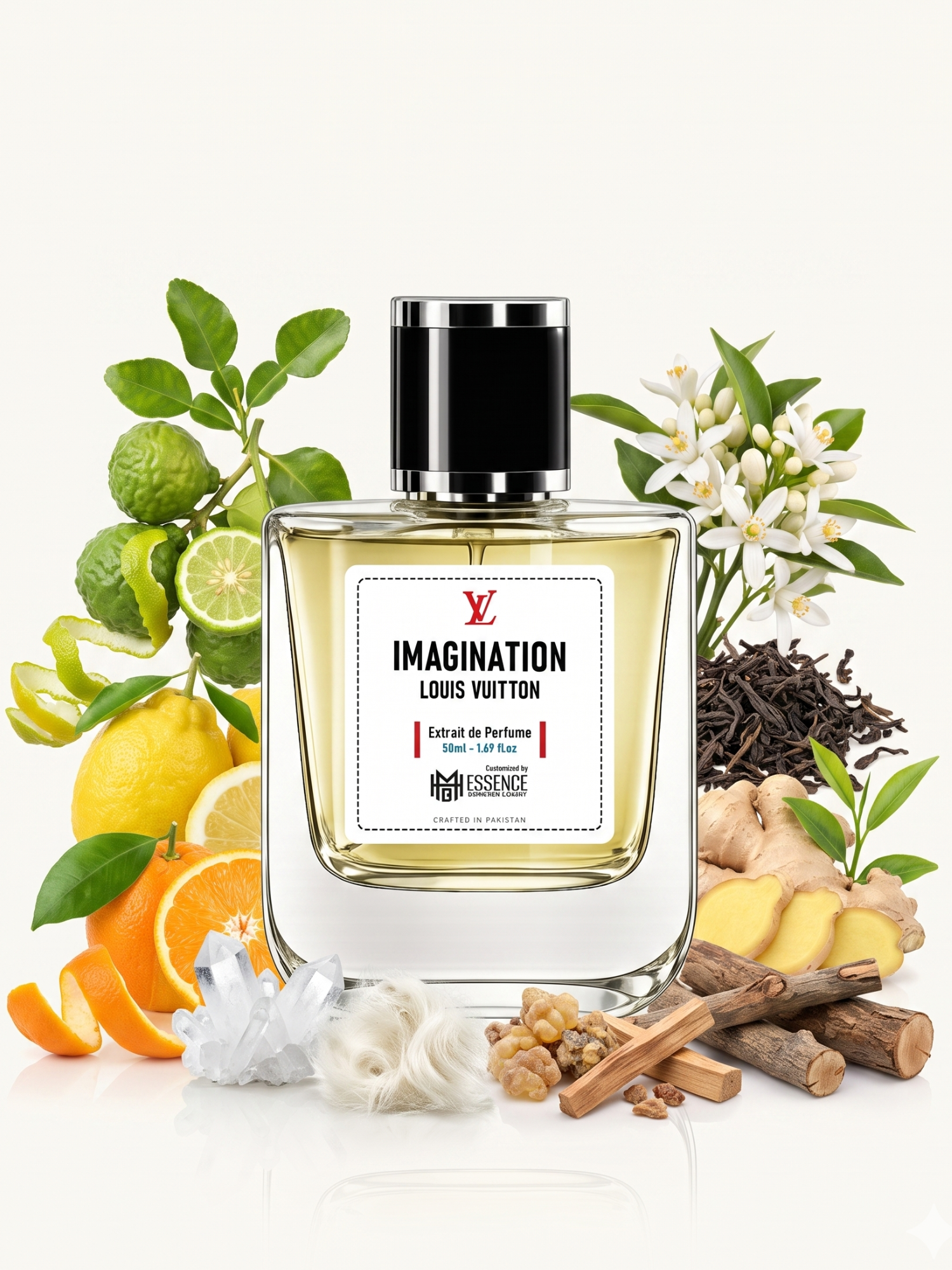 Imagino Bright scent notes — Bergamot, Lemon, Lavender, Geranium, Vetiver, Patchouli, Cedarwood, Amber, Musk — MHB Essence