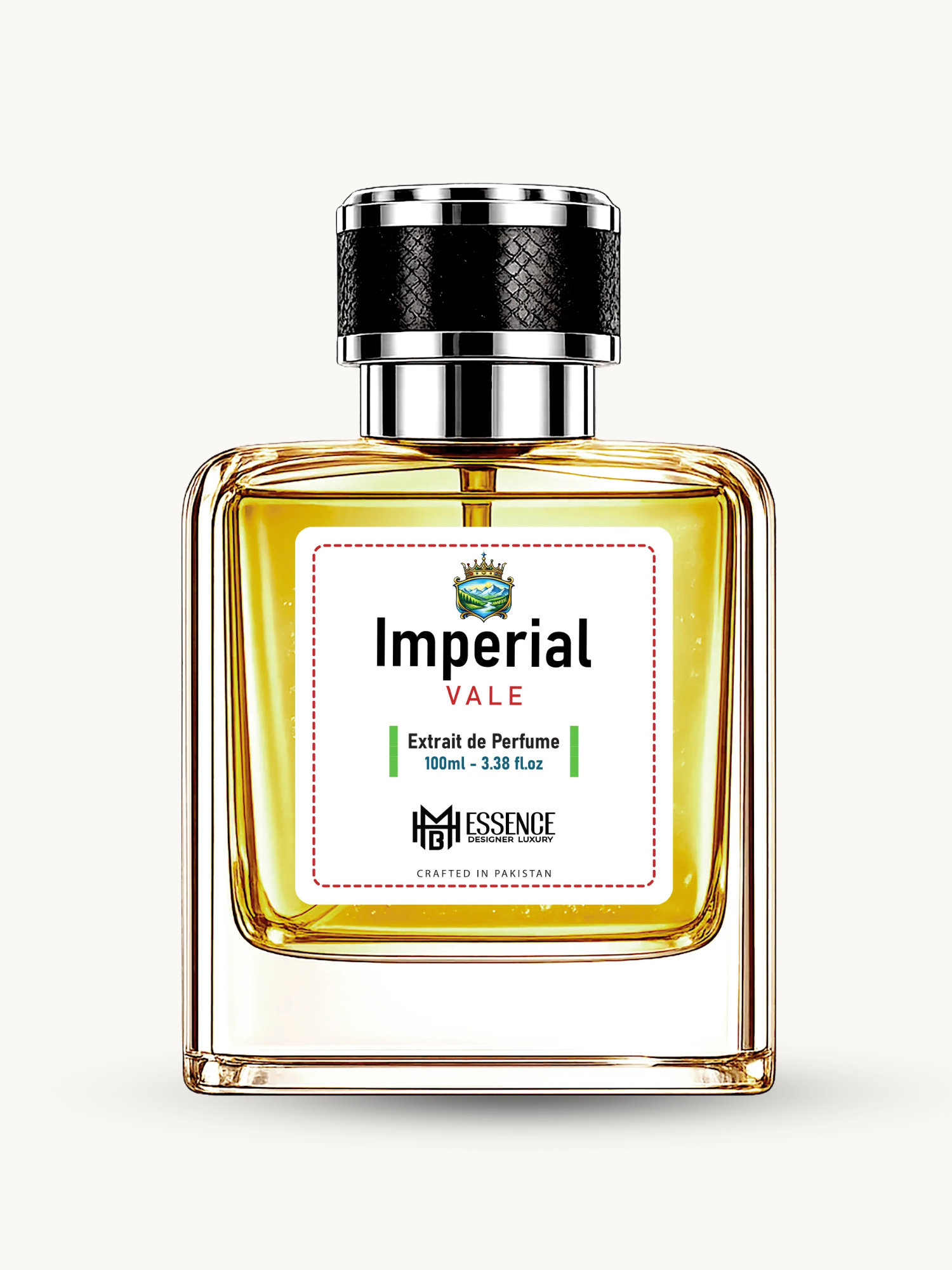 Imperial Vale 100ml extrait de parfum by MHB Essence — spicy leather oud fragrance, square glass bottle
