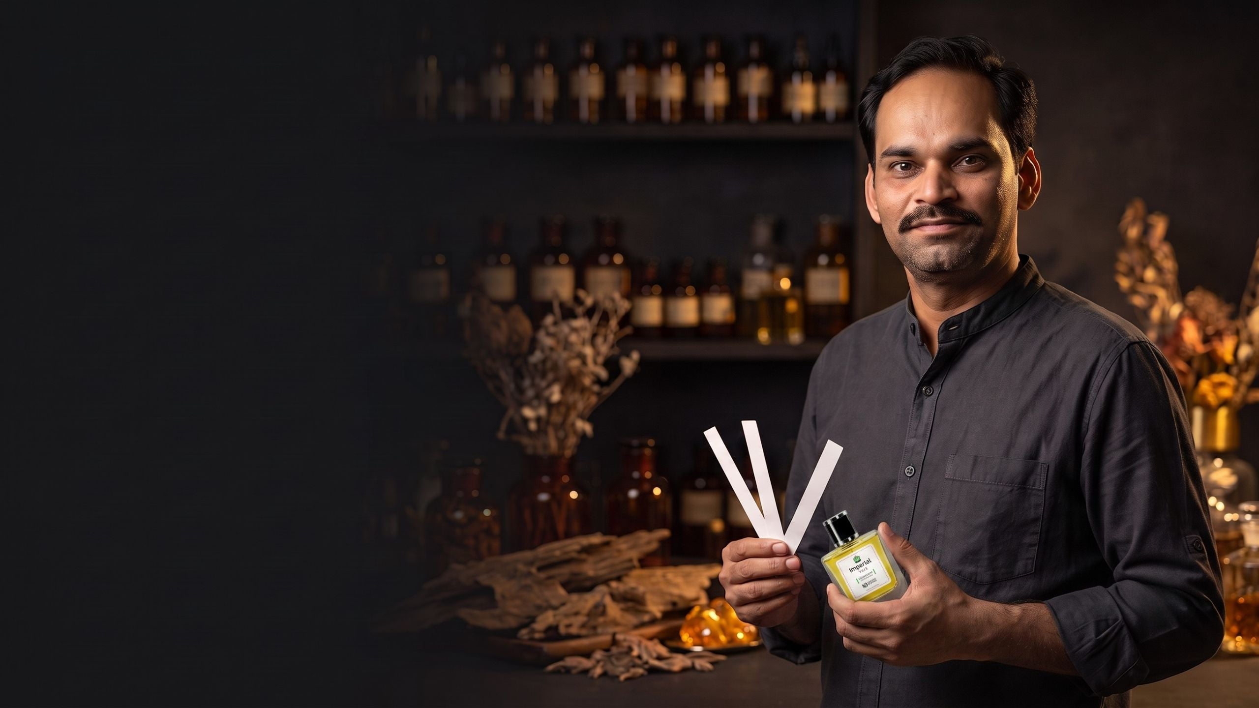 Mazhar Hussain Bodla, master perfumer and founder of MHB Essence, in his fragrance atelier