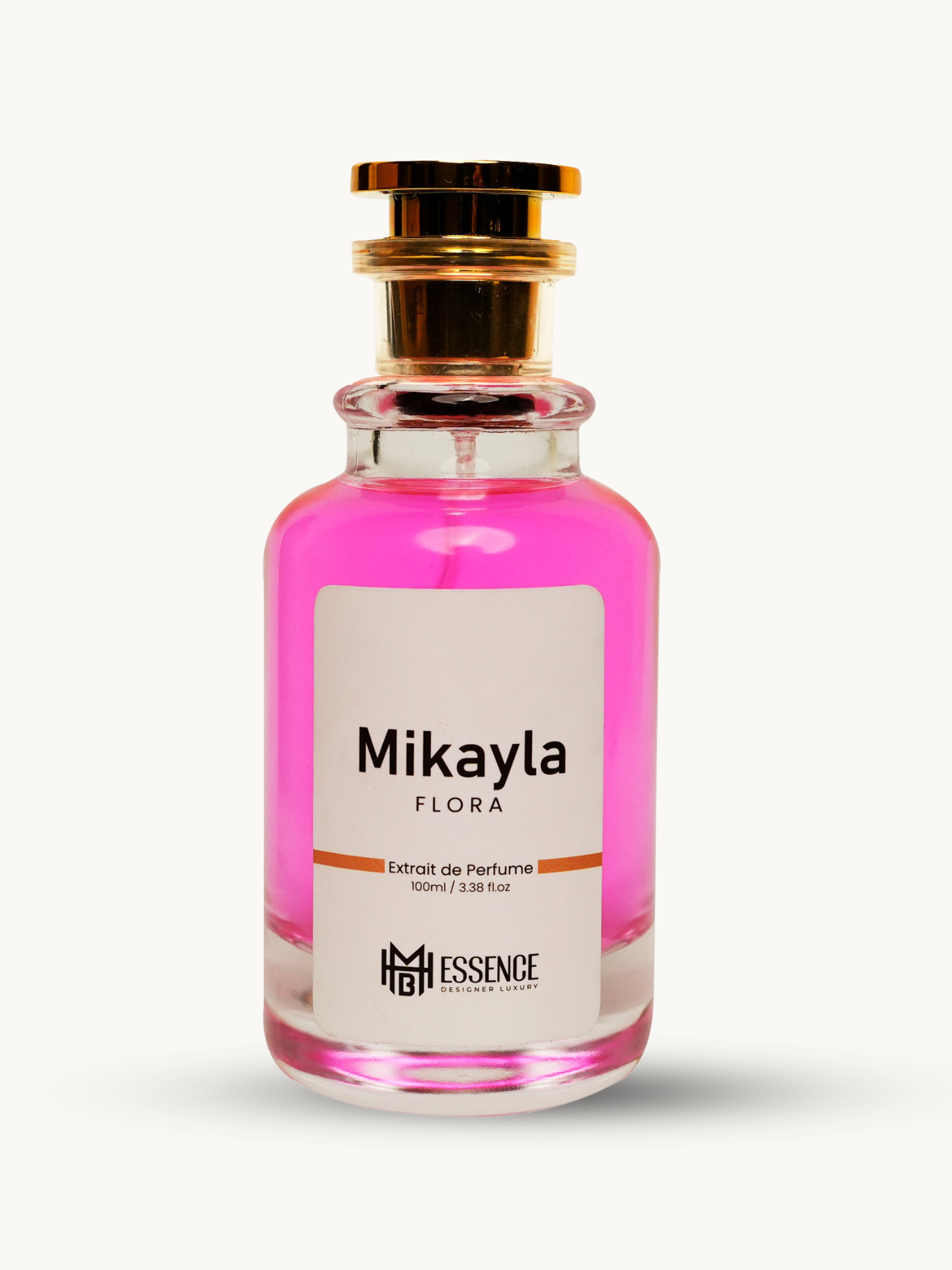 Mikayla Flora 100ml extrait de parfum by MHB Essence — floral fragrance, square glass bottle