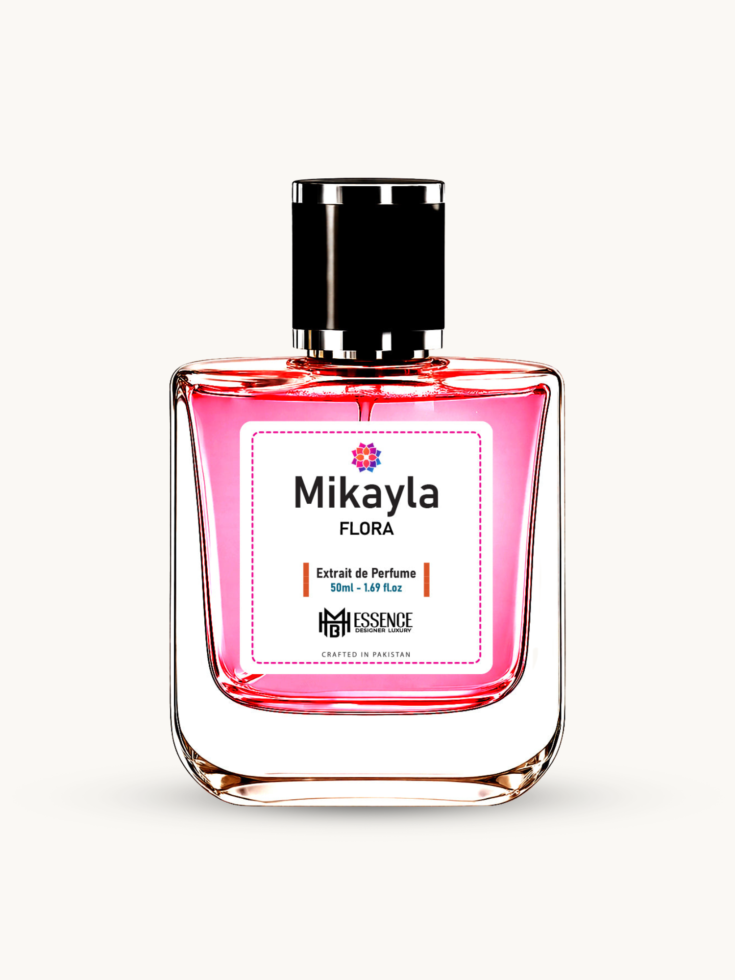 Mikayla Flora 50ml extrait de parfum by MHB Essence — floral fragrance, square glass bottle