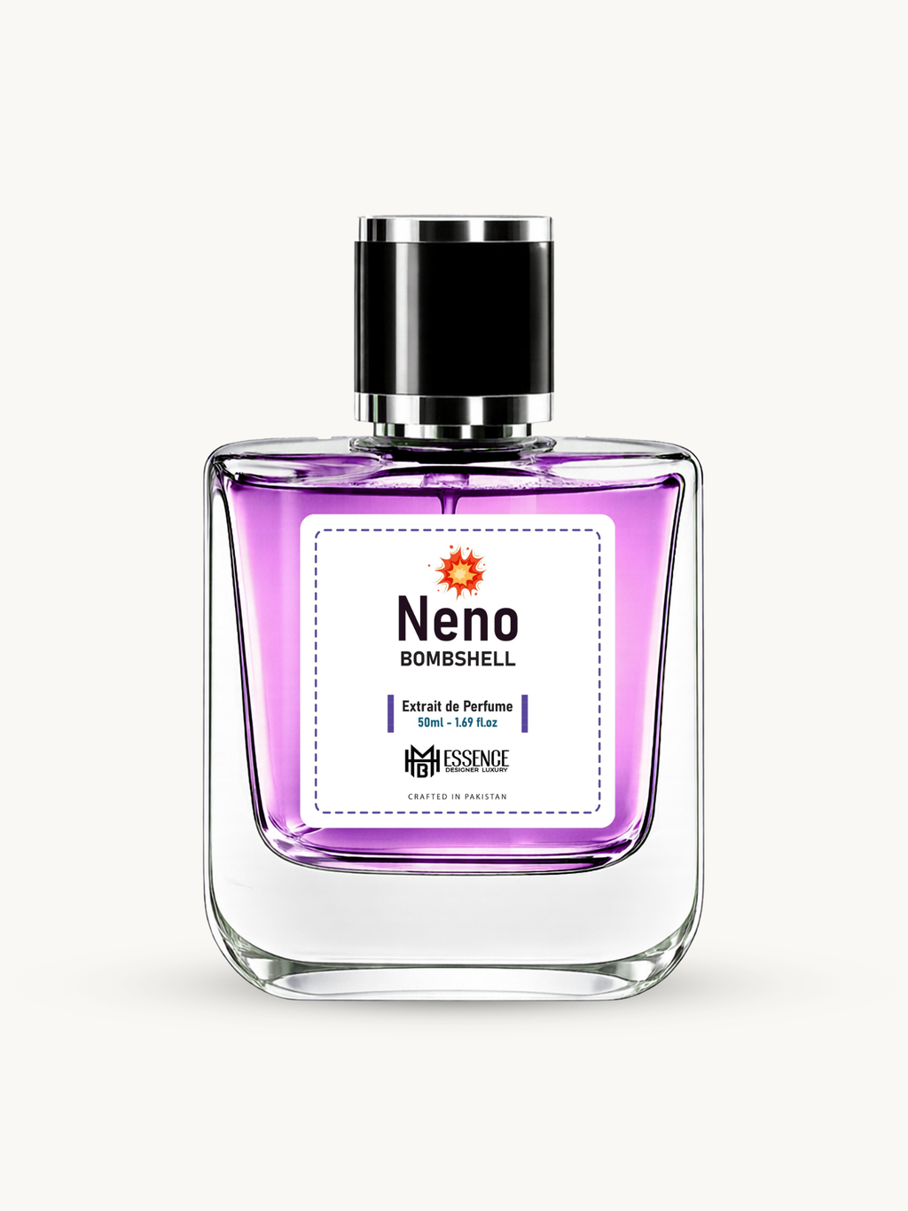 Neno Bombshell 50ml extrait de parfum by MHB Essence — fruity floral fragrance, square glass bottle