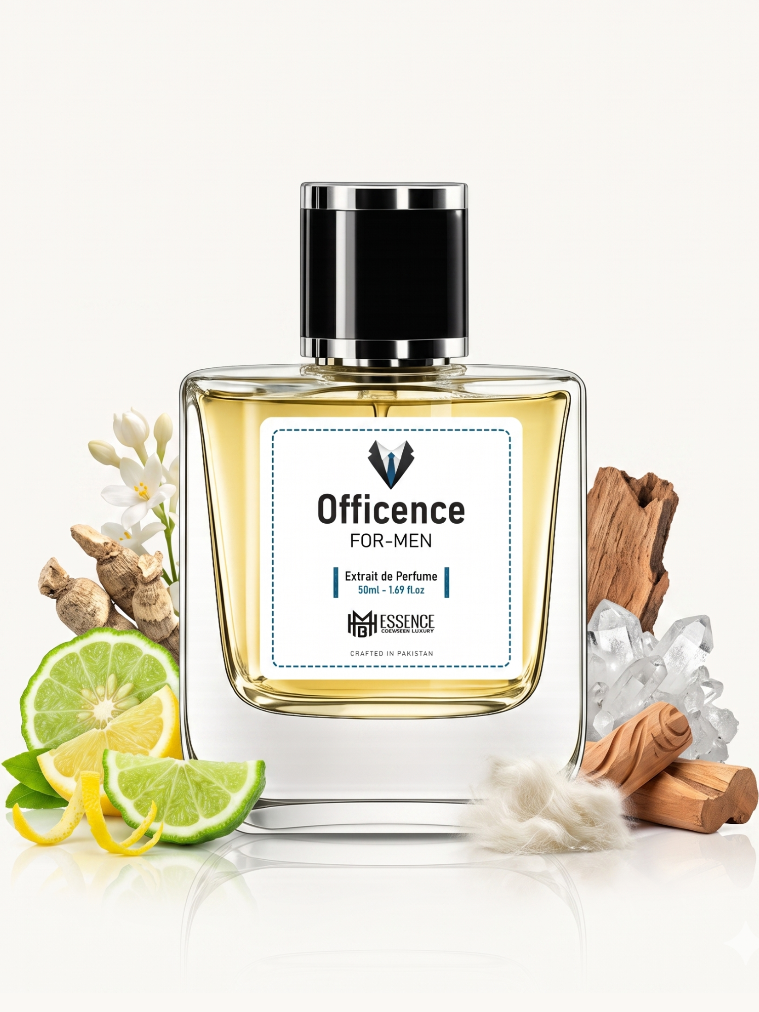 Officion Extreme scent notes — Lemon, Bergamot, Ambroxan, Orris, Jasmine, Cedarwood, Sandalwood, Musk — MHB Essence