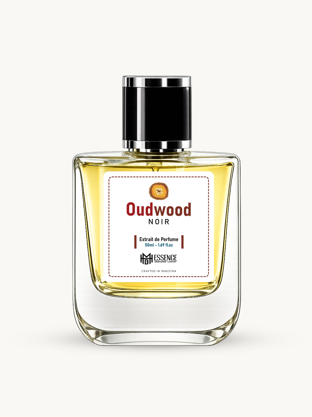 Oudwood Noir 50ml extrait de parfum by MHB Essence — woody oud fragrance, square glass bottle