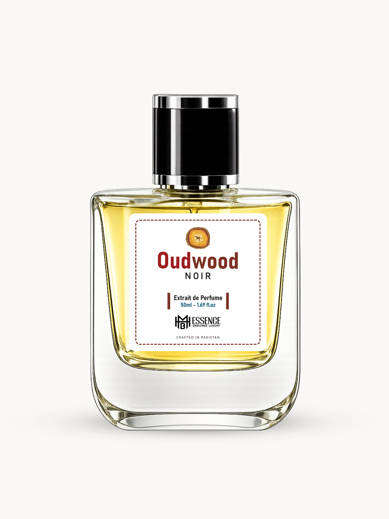 Oudwood Noir 50ml extrait de parfum by MHB Essence — woody oud fragrance, square glass bottle