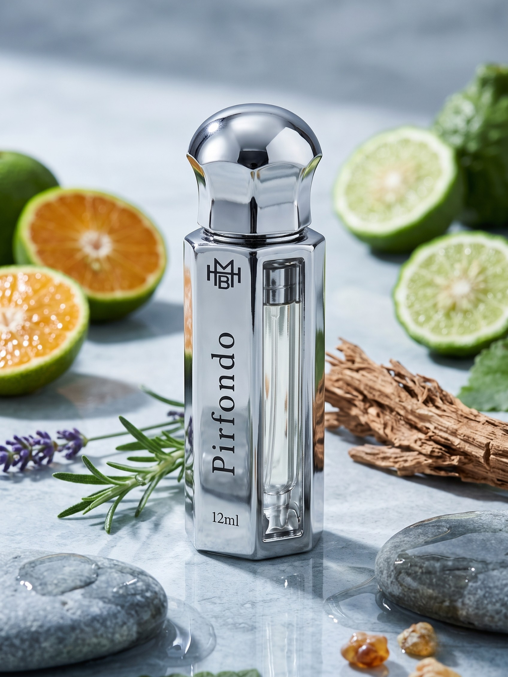 Pirfondo Attar scent notes — sea notes, bergamot, green mandarin, rosemary, lavender, cypress