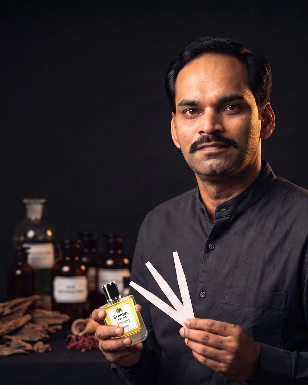Perfumer Mazhar Hussain Bodla in the MHB Essence atelier in Lahore