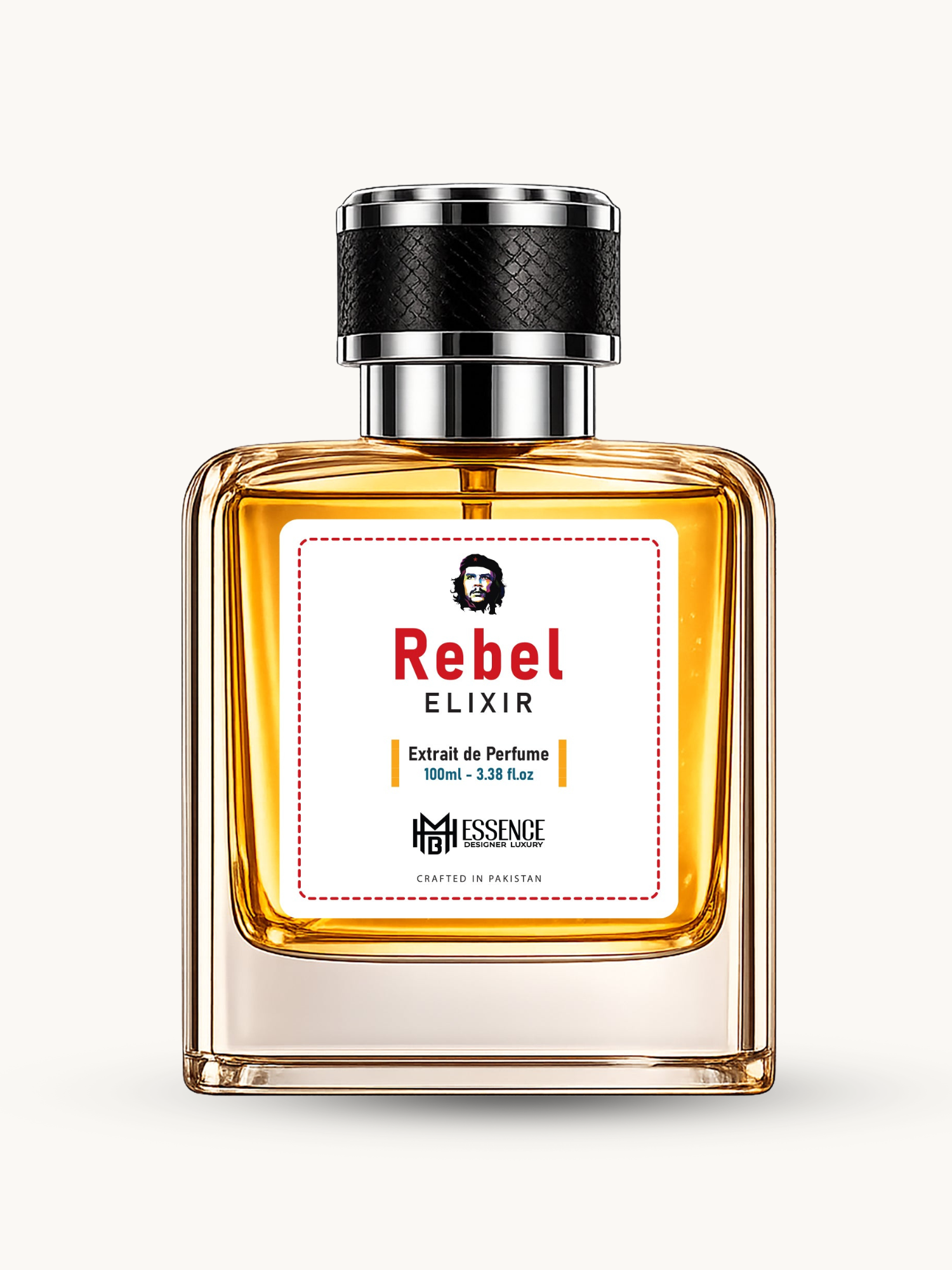 Rebel Elixir 100ml extrait de parfum by MHB Essence — spicy amber fragrance, square glass bottle