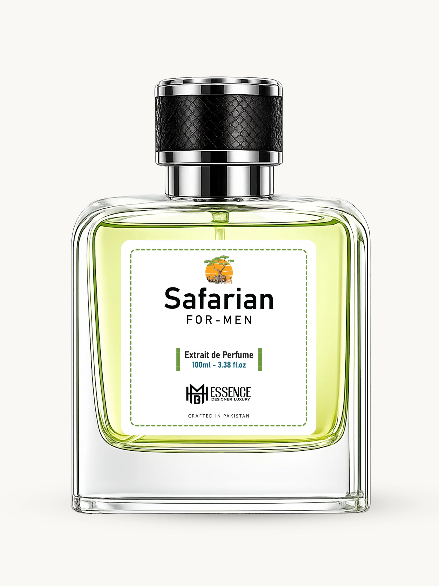 Safarian For-Men 100ml extrait de parfum by MHB Essence — aromatic woody fragrance, square glass bottle