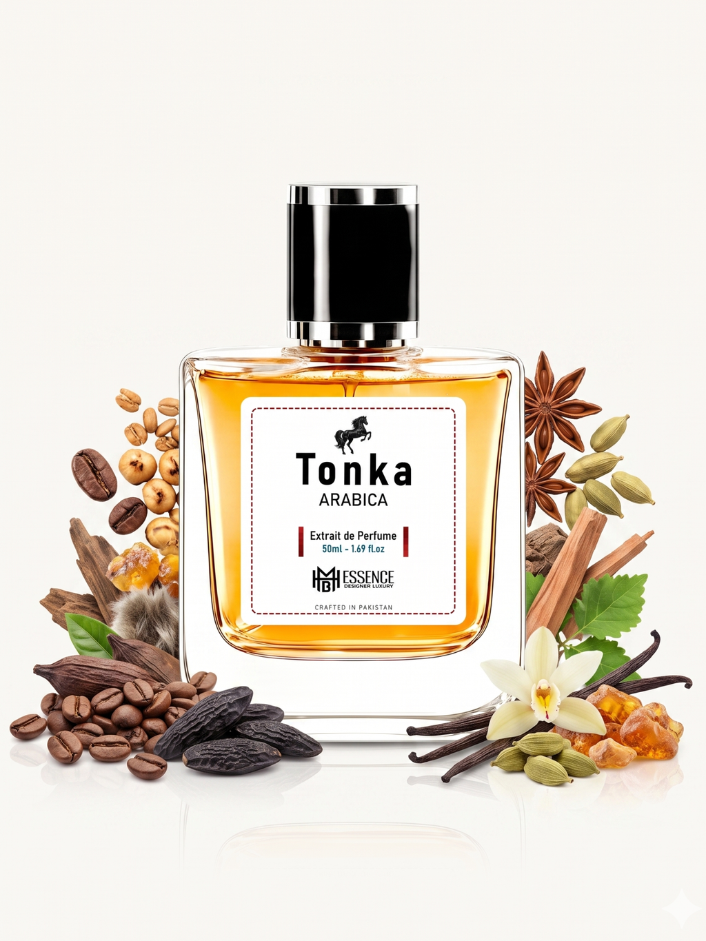Tonka Arabica scent notes — Spicy Sweetness, Coffee, Tonka Bean, Vanilla, Roasted Notes, Amber, Woods, Musk — MHB Essence