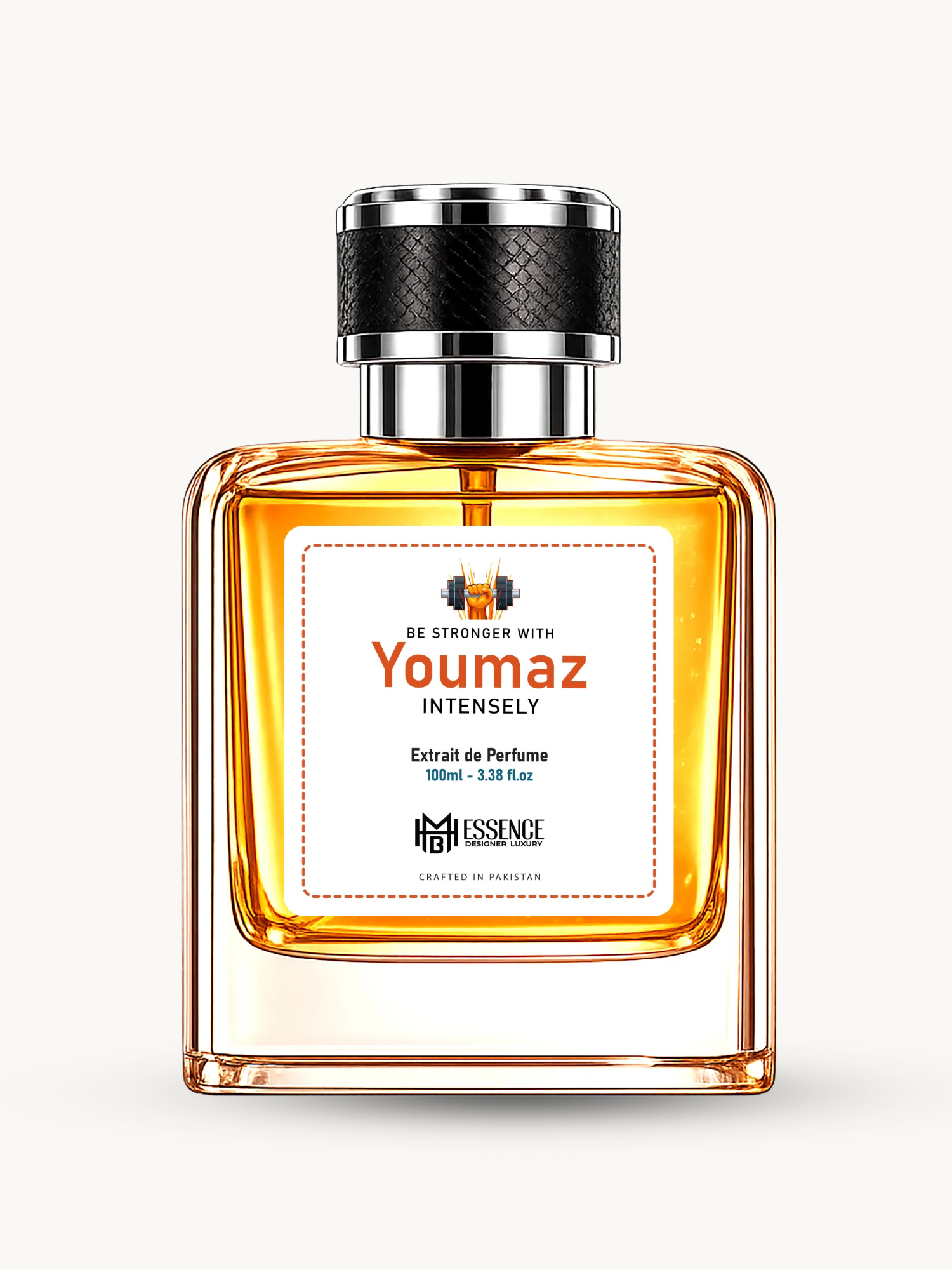 Youmaz Intensely 100ml extrait de parfum by MHB Essence — ambery gourmand fragrance, square glass bottle