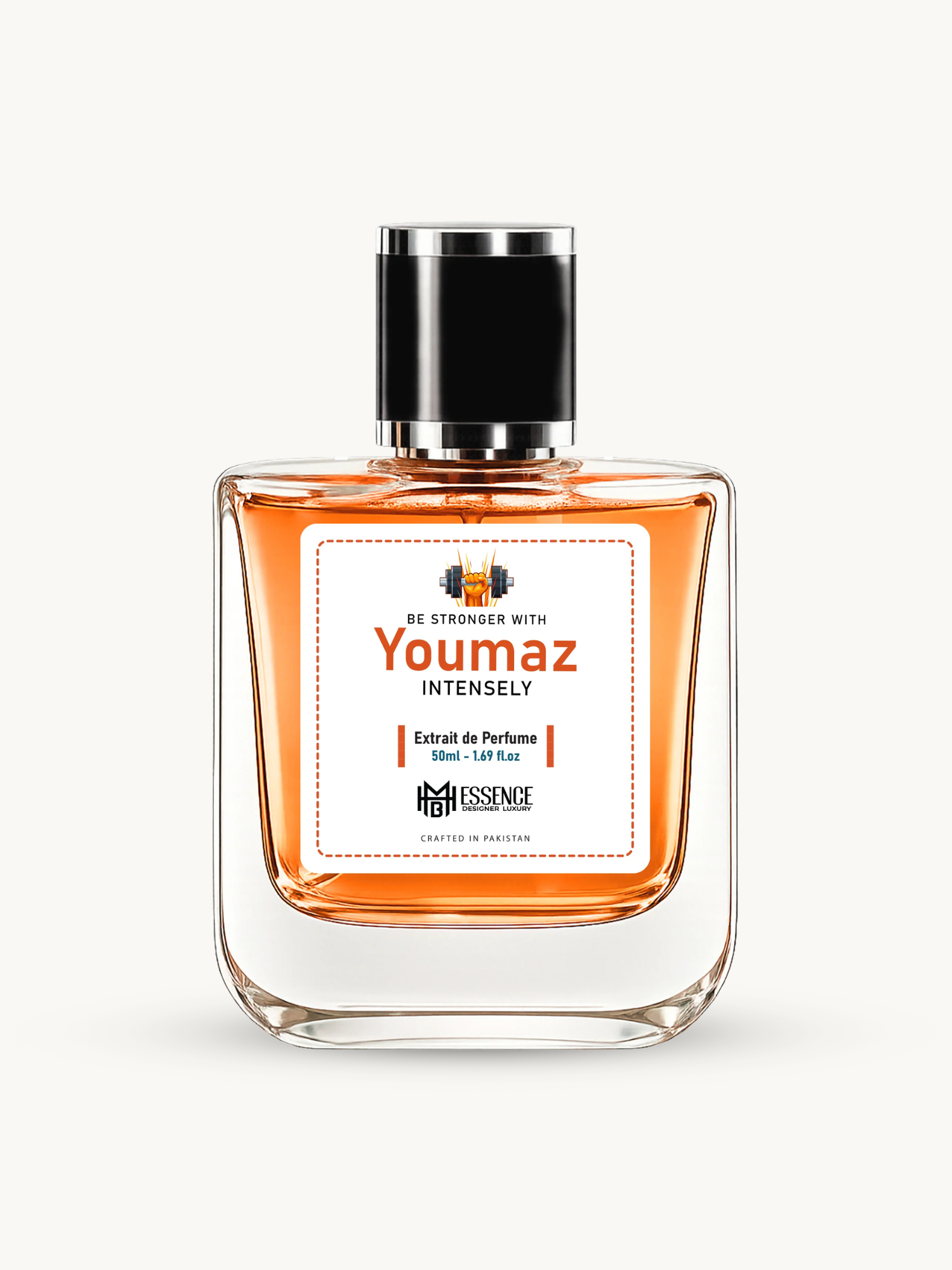 Youmaz Intensely 50ml extrait de parfum by MHB Essence — ambery gourmand fragrance, square glass bottle